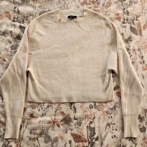 RW&CO. Cream Ribbed Knit Sweater